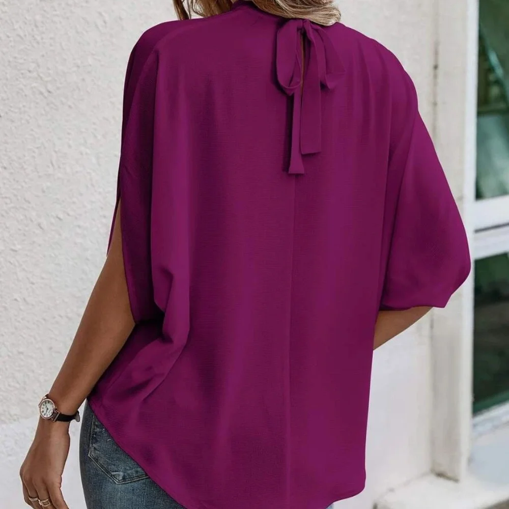 Classic Batwing Sleeve Loose Fit Blouse - Picture 13 of 16